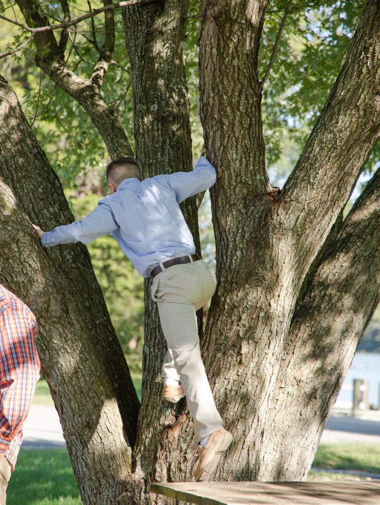 Danny Ray Climbing a Tree at Belle Isle State Park
